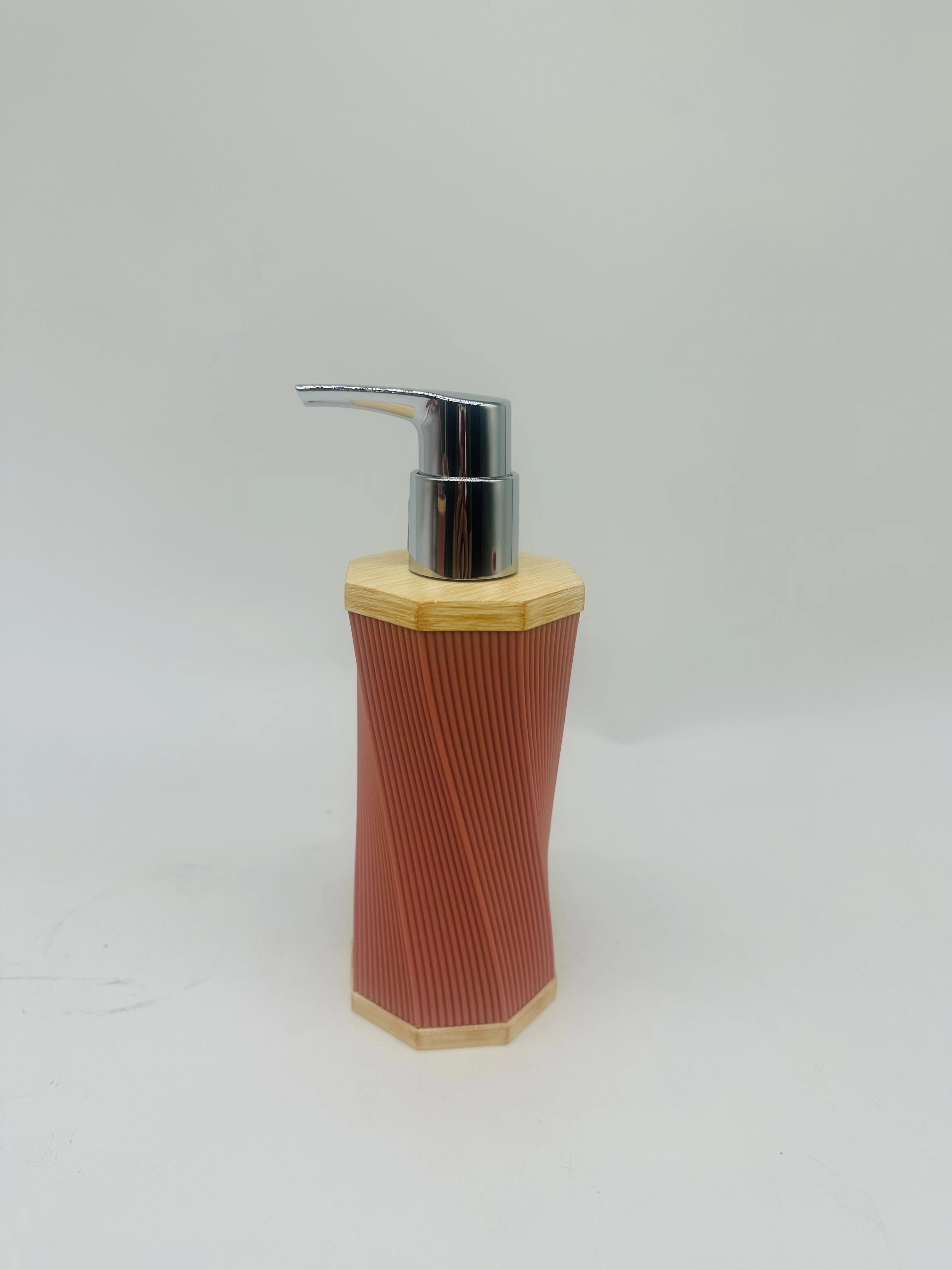 4pcs Sand Stone Bathroom Accessories Set Round With Swirl Stripe Toilet Bowl Brush Hand Soap Bottle
