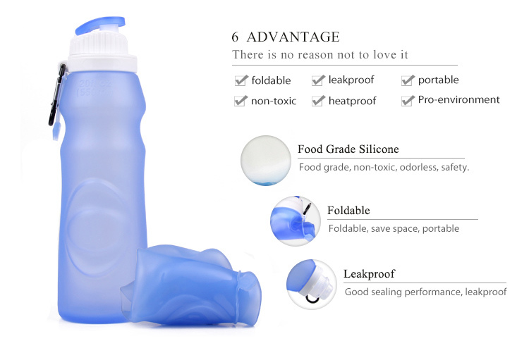 Portable High Quality BPA Free Silicone Collapsible Foldable Water Bottle