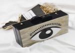 Big Eye Pattern Box Clutch Bag , Beige Color Ladies Clutch Bags