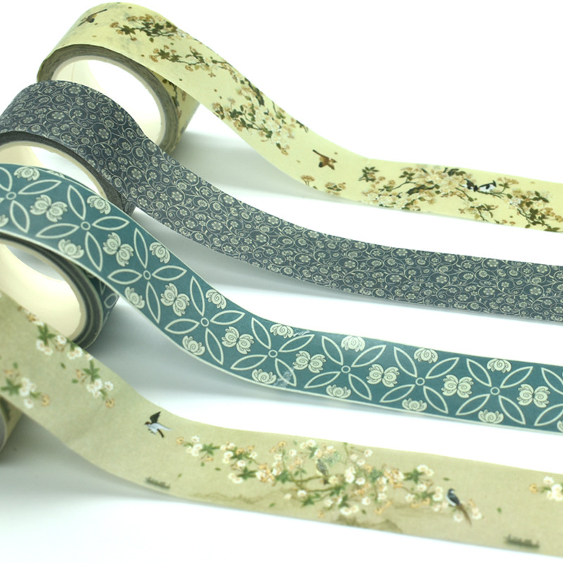 High Quality Waterproof Adhesive washi Paper Tape Vintage Chinese Style Colored Packaging Tape