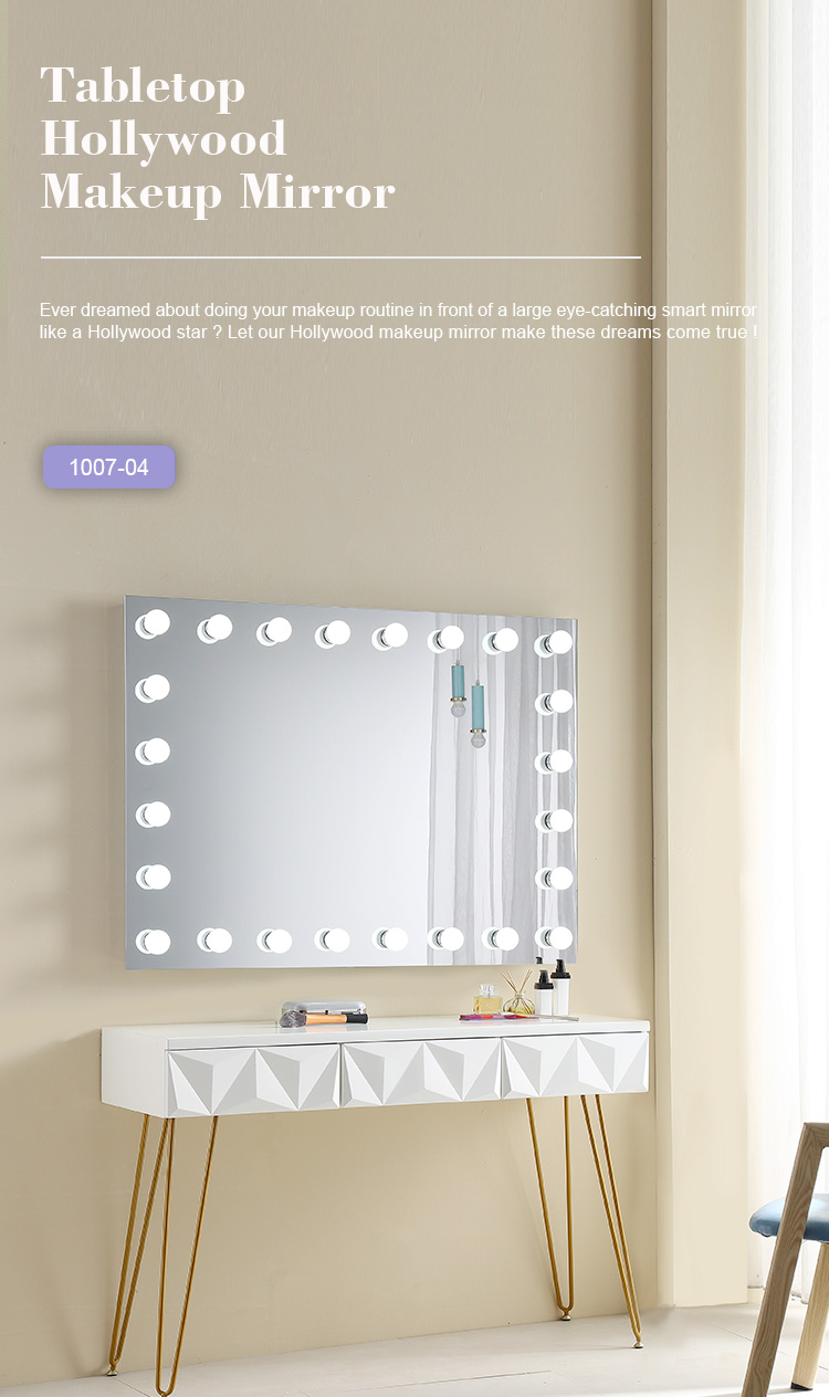 Small LED Bulbs Makeup Mirror With Lights Luxury Tabletop Led Bathroom Vanity Mirror