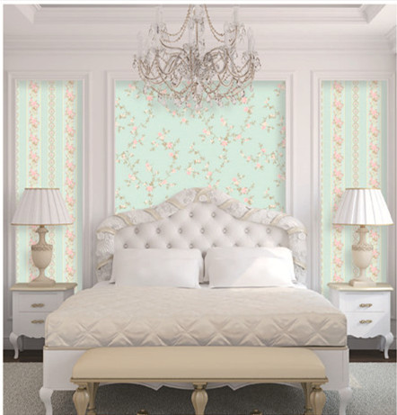 Flower Design Vintage Damask Wallpaper , Modern Removable Wallpaper American Style
