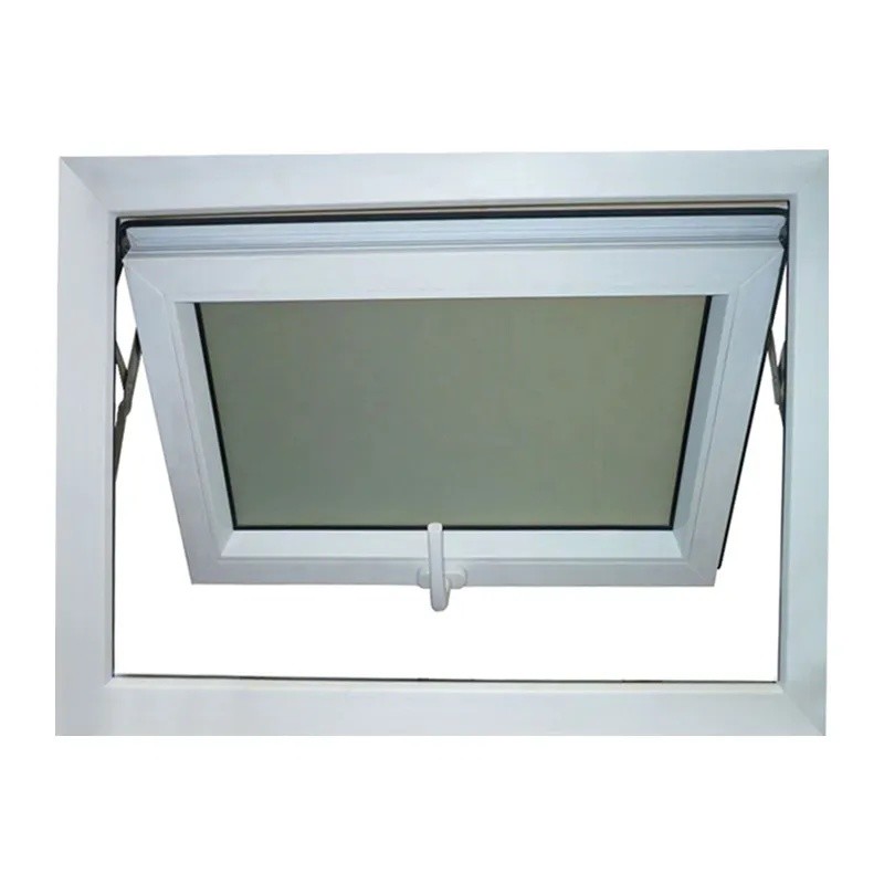 White UPVC PVC Awning Window French Style Double Glass Small Size Design