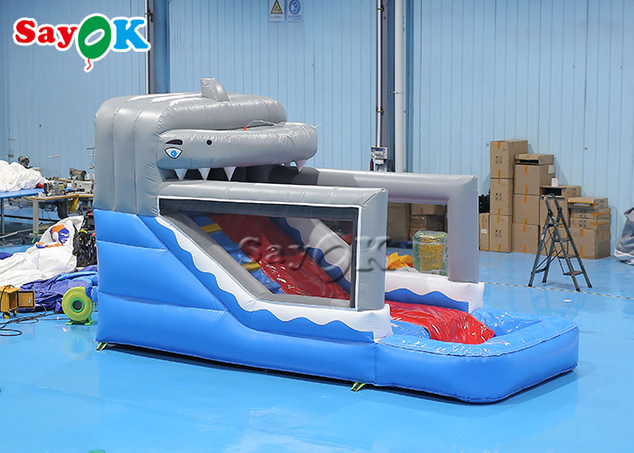 Small Inflatable Slide Toddler PVC Inflatable Shark Wet And Dry Slide For Amusement Park