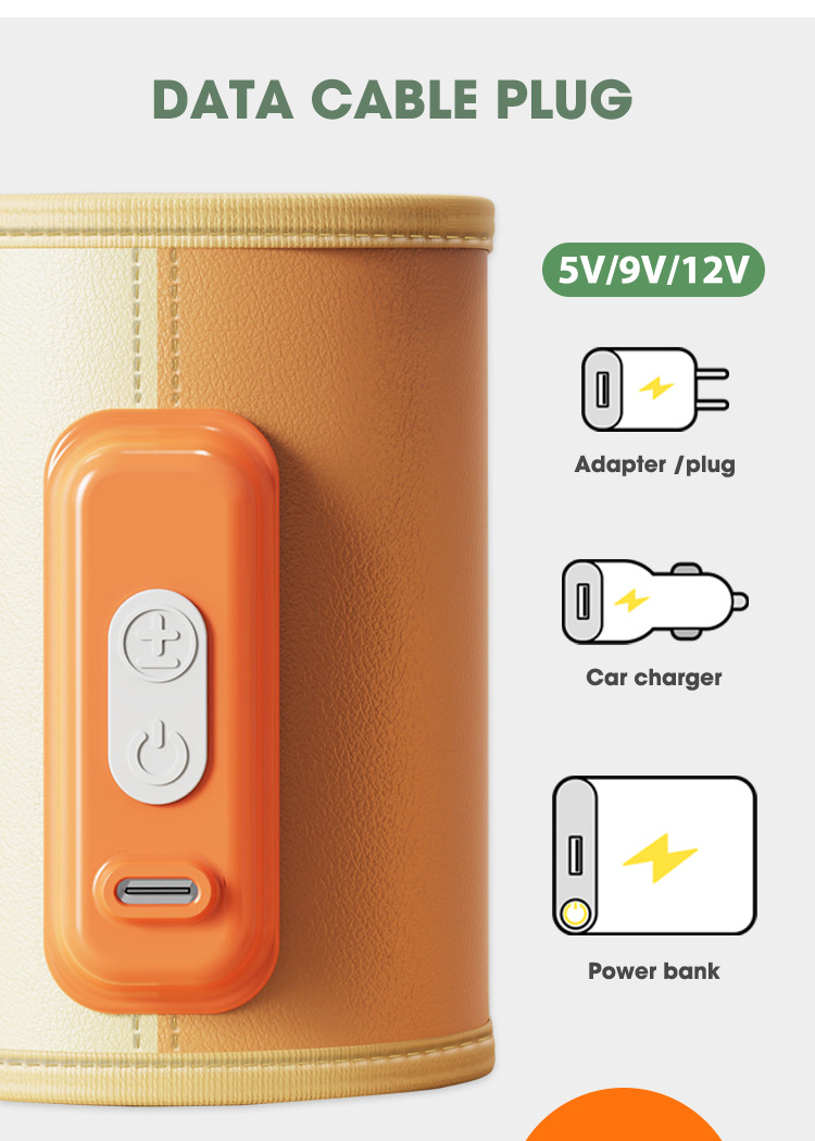 Instant Velcro Travel Bottle Warmer Car Charger 5V 9V 12V For Breastmilk