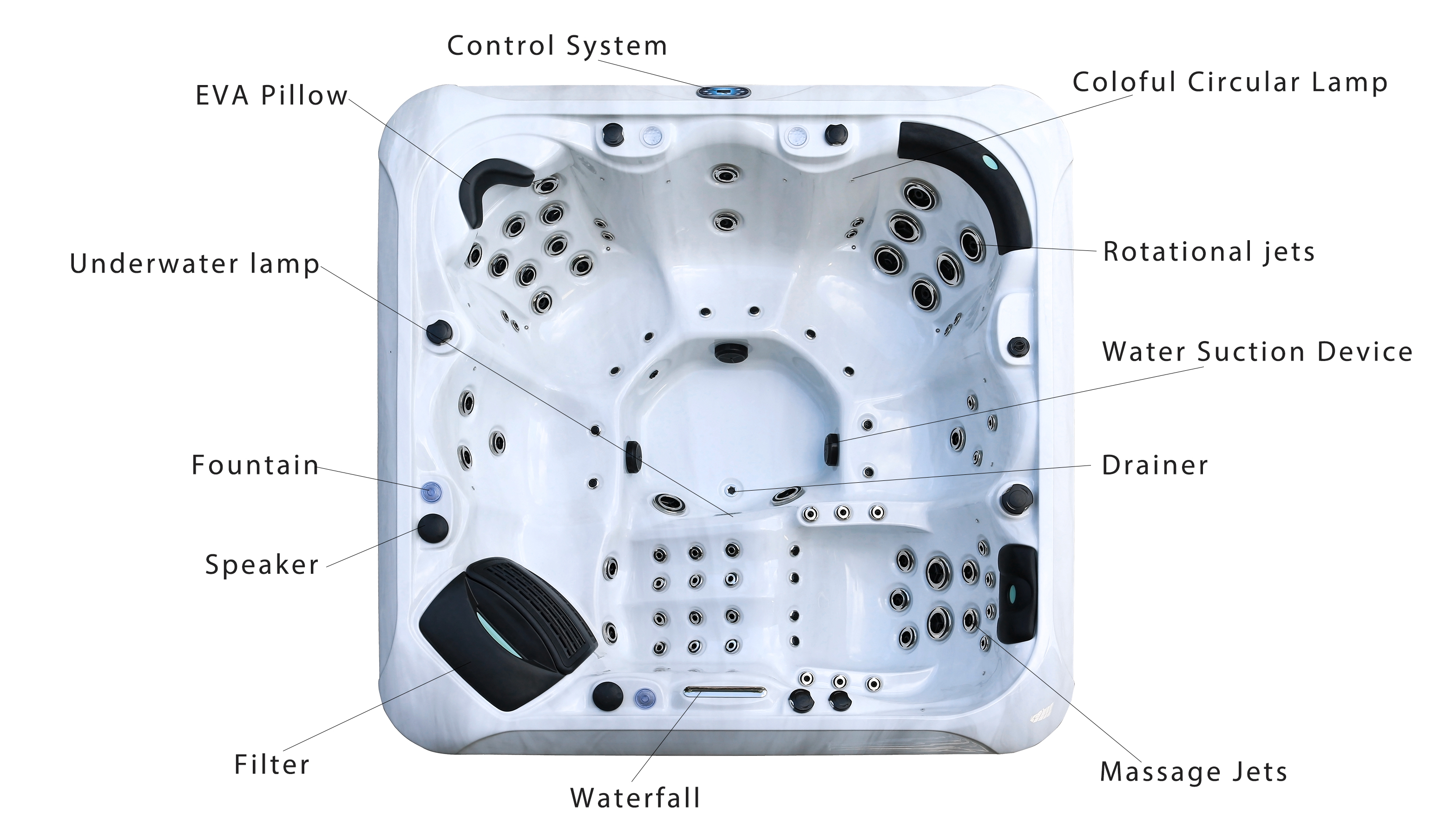 2.3m Outdoor Massage Bathtub Whirlpool Massage Spa Hot Tub For 6 Person