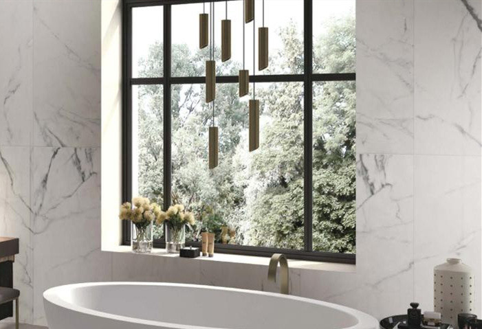 Matt Finish Carrara Ceramic Wall Tiles 300 X 1200 Mm Size 3D Inkjet Printing