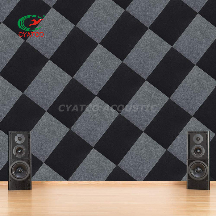 12mm Black Felt Wall Panels Rectangle Sound Proof Padding For Office Decoration