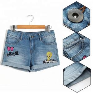 Quality Summer Teen Girl Jean Shorts With Pockets , Mid Waist Girls Stretch Denim Shorts wholesale