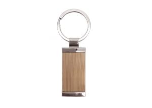 Quality Metal Bamboo Key Chain Rectangle Custom Logo Wooden Metal Keyring wholesale