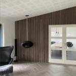 21mm Wooden Slat Acoustic Panel With PET And Veneer Akupanel For Office Home