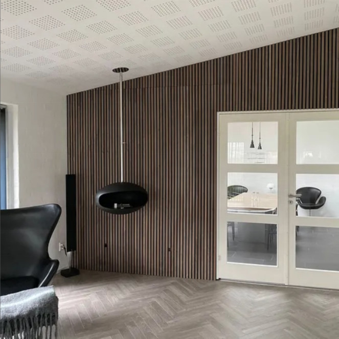 Modern Wooden Akupanel Hotel Studio Acoustic Panels 3D Soundproof Veneer Finish