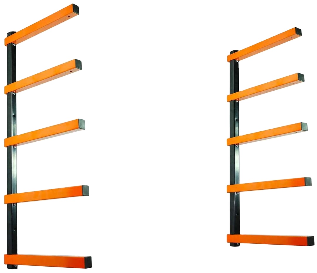 Indoor Outdoor Wall Mount Lumber Organizer and Wood Organizer with 3-Level Metal Rack