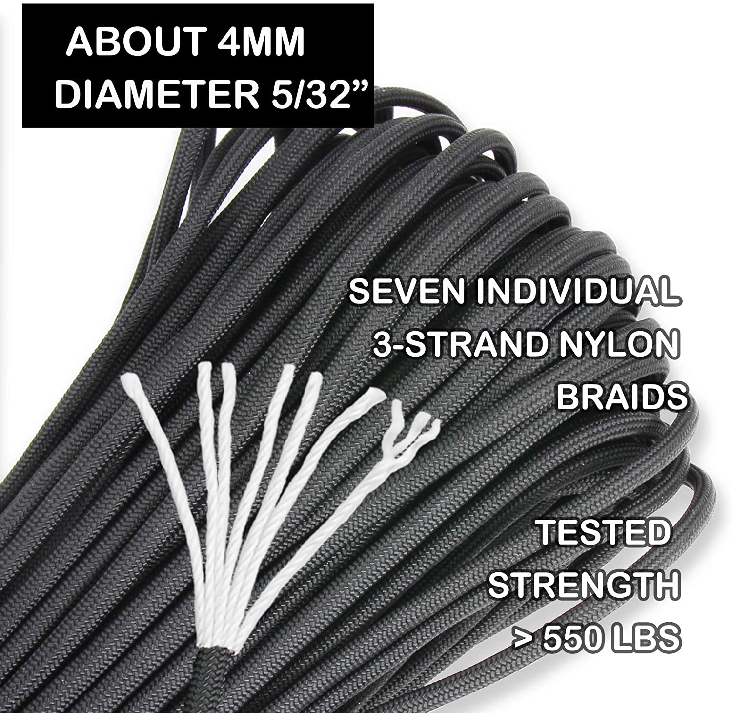 Blue Type Iii 550lb Parachute Rope 4mm Diameter For Outdoor Survival
