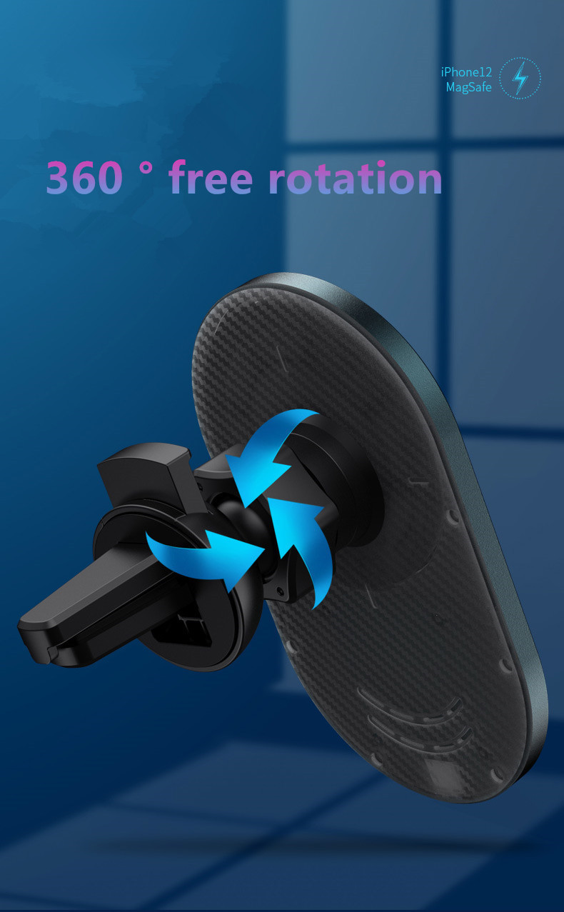 Air vent mounting 15W Wireless Car Charger with Safety Protection