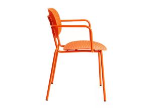 Quality Orange Metal Leg Dining Chairs PP Polypropylene Living Room Armchair wholesale