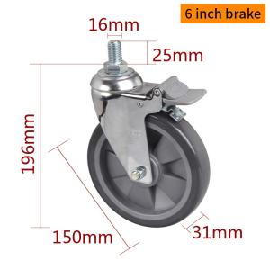 Quality 6 Inch 150mm Industrial Castors And Wheels Chrome Coating 5726S-77 wholesale
