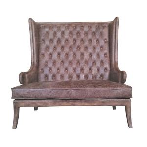 Quality Solid Hand Carved Tufted Antique Leather Armchairs High Wing Back Single Seat wholesale