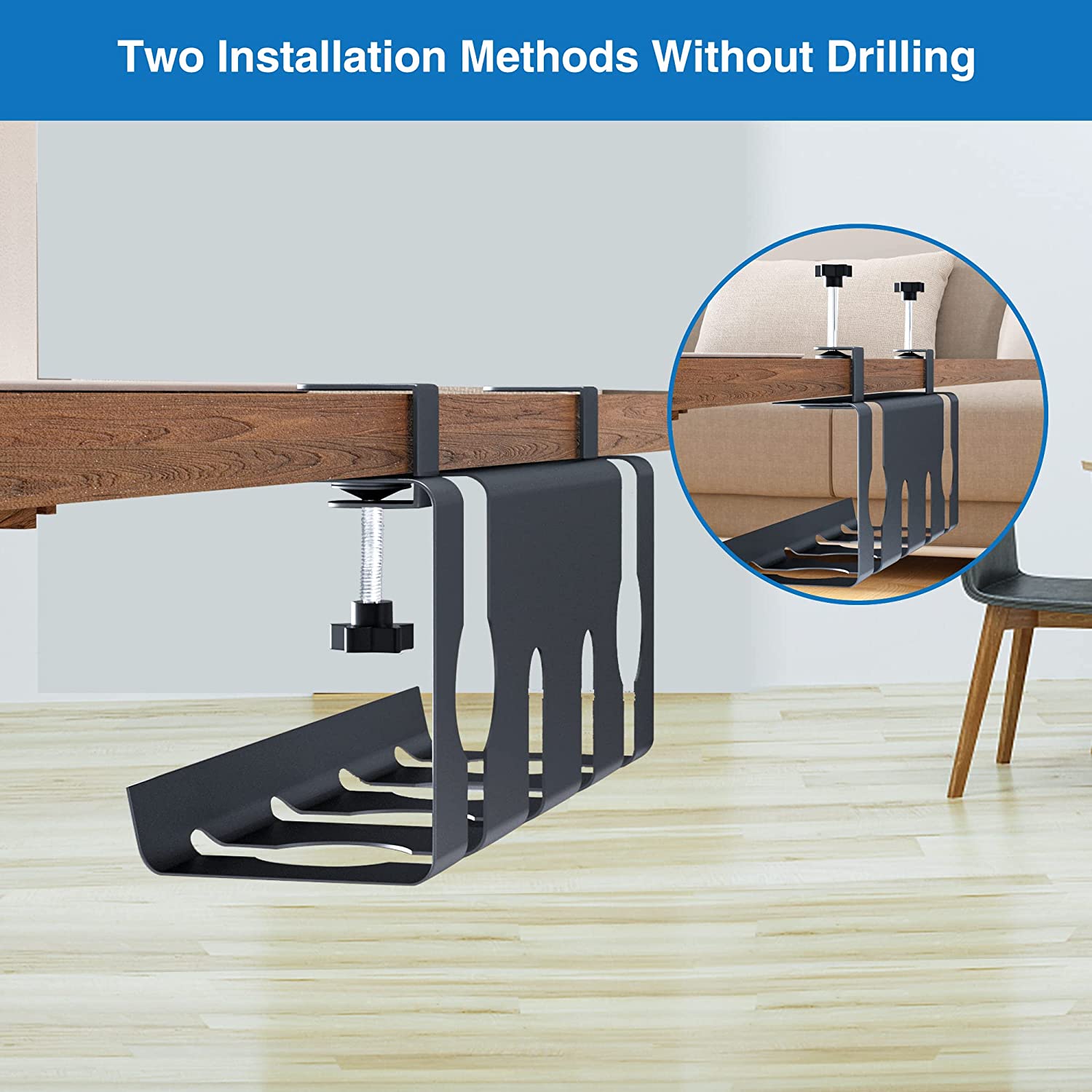 17 inch Carbon Steel Under Desk Cable Management Tray for Sustainable Wire Management