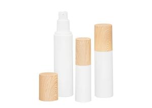 Quality Design of water transfer printing wood grain over cap PP Airless bottle 15ml 30ml 50ml wholesale