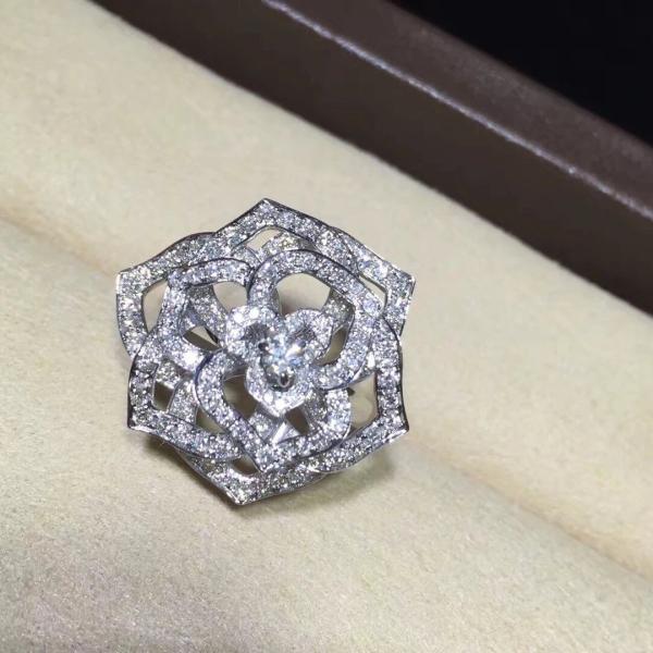 Piaget brand jewelry Rose ring in 18K white gold set with 143 brilliant-cut