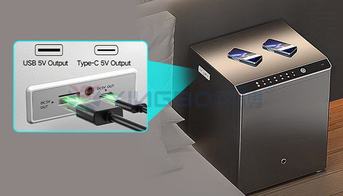 Steel Auto Open Night Table Smart Fingerprint Lock Safe Box For Home Security