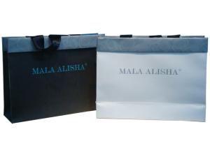 Quality Black / White Mala Alisha 250g Paper Carrier Bag 0c+1c Printing, Custom Shopping Bags wholesale