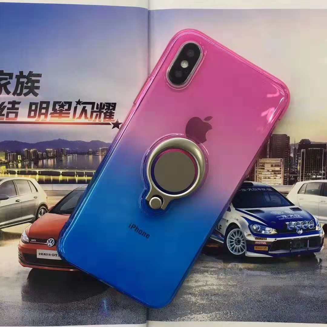 Double Color Gradient Ring Magnetic Car Mount Holder Soft TPU Case Back Cover For Vivo V7 V7PLUS Y83 X21 V9/Y85 NEX