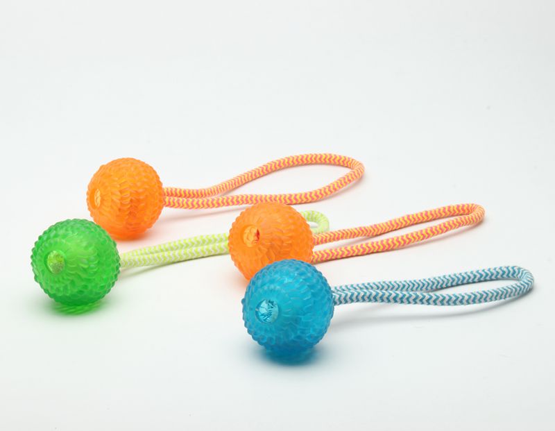 TPR Spiky Rubber Ball Cotton Chew Plastic Squeaky Dog Balls Bite Toy