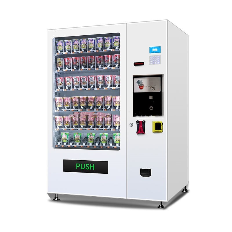 Capacity Metal Plate Cup Noodles Vending Machine 500W Cash Card Payment