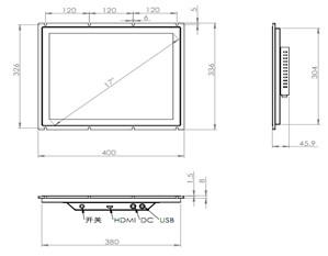 Recessed / Wall Mounting Industrial Display Monitors 17 Inch Touch HDMI