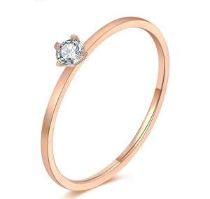 Quality Fashion Jewelry Diamond Wedding Rings Stainless Steel Diamond Ladies Ring 24K Rose Golden Ring wholesale