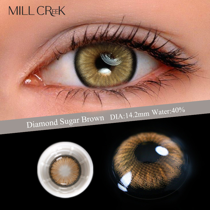 Custom Reusable Brown Colored Contacts Lenses Yearly For Blue Eyes