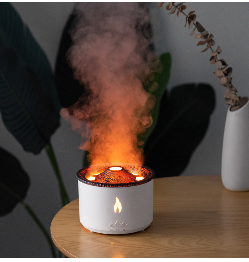 350ML Capacity 3D Flame Effect Volcano Air Humidifier Aroma Diffuser for Home Fragrance