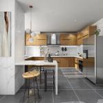 Italian Kitchen Furniture Design Featuring Solid Wooden Cabinet and Blum