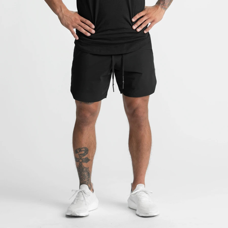 Drawstring Men Sports Shorts Polyester Woven Plain Jogger Workout Shorts