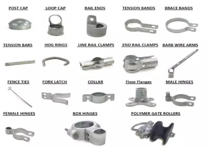 Silver Color Chain Link Fence Fittings Easy Install Smooth Feature OEM Service