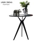 Round Shape Marble Top Side Table Metal Frame For Hotel Living Room