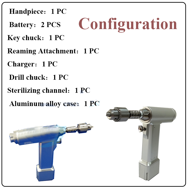 Surgical hand electric bone drill set with battery