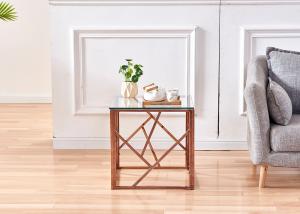 Quality Luxury Stainless Steel Frame Chrome Glass Side Table wholesale