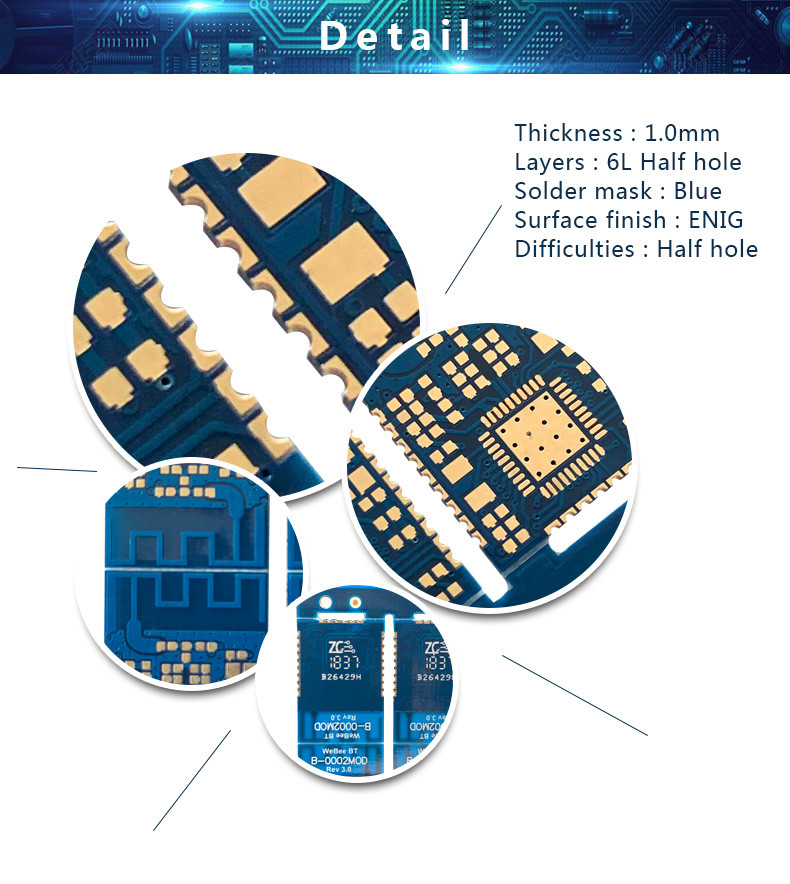 6 Layer PCBA SMT MBCCL Multilayer Printed Circuit Board For Audio Adapter
