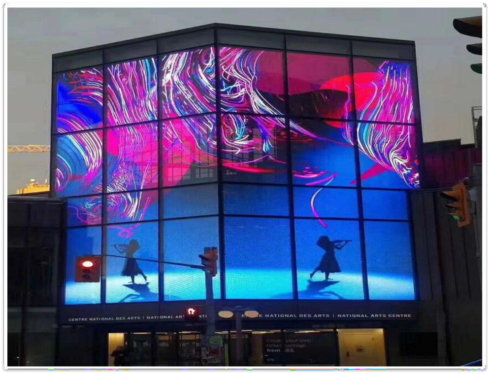 IP43 Waterproof Outdoor Transparent Led Screen Led Mesh Video Wall High Brightness P3.9-7.8