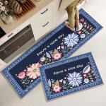 Plant Flower Printing Kitchen Floor Mats Non Slip 40*60mm Rectangle