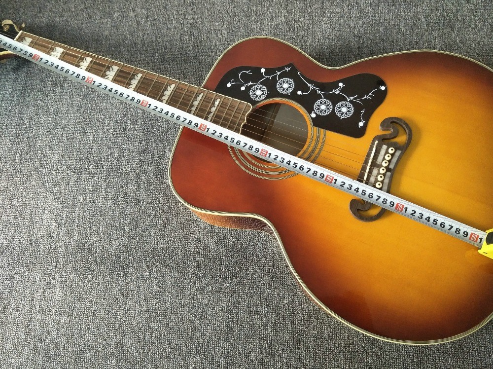 Factory Custom G200 Acoustic Guitar 43 inches Sunburst Sitika Solid Spruce Maple Acoustic Guitar Back / Side Tiger Strip