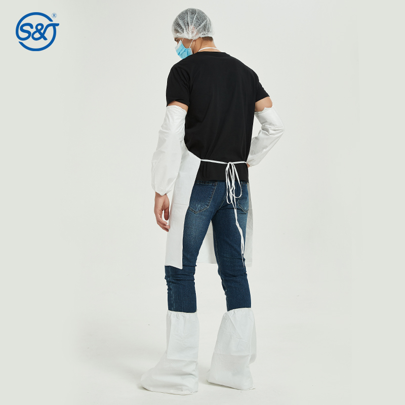 PP Film Coating Impervious Non Woven Fabric Apron Disposable Protective Apron Without Sleeves