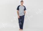 Two Piece Mens Luxury Sleepwear 100% Combed Cotton Jersey Pyjamas Classic Style