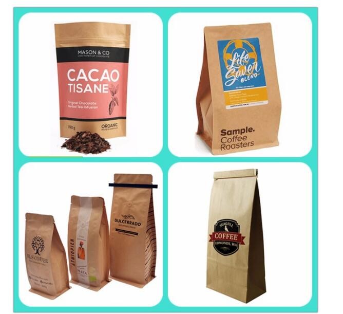 Stand Up k Packaging Brown Or White Small Kraft Paper Bag With Clear Window