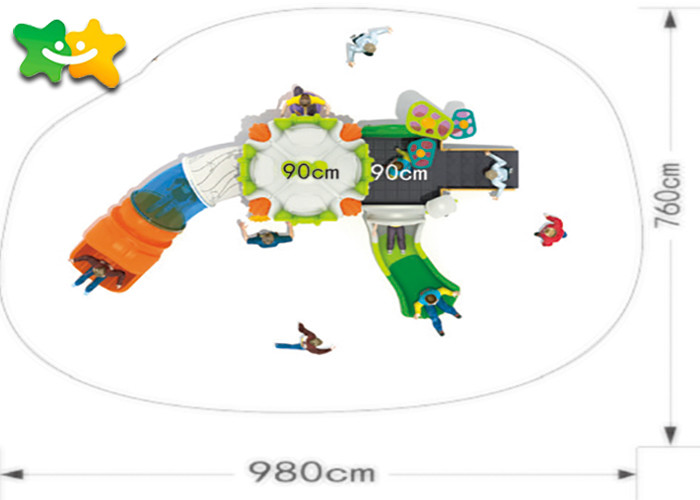 Mixed Color Child Kids Plastic Slide Smooth Surface Stainless Steel Foot Plate