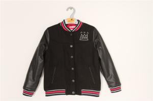 Quality PU Sleeve Ladies Black Bomber Jacket 10A 12A 14A Sample free wholesale