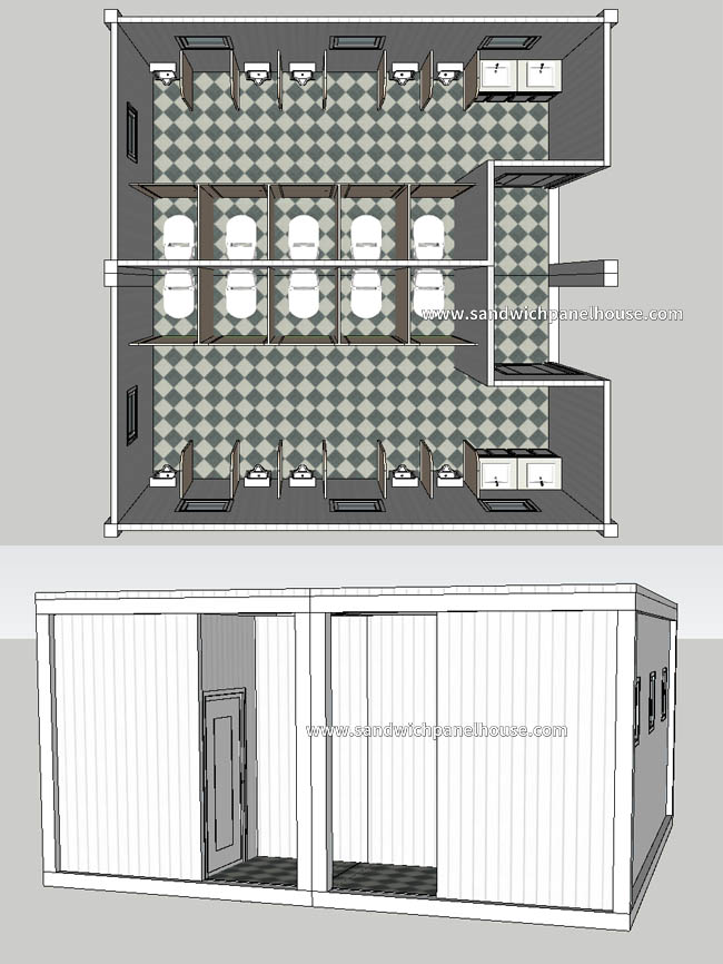 Public Container Toilet Cabin Washroom For Construction Site Accommodation